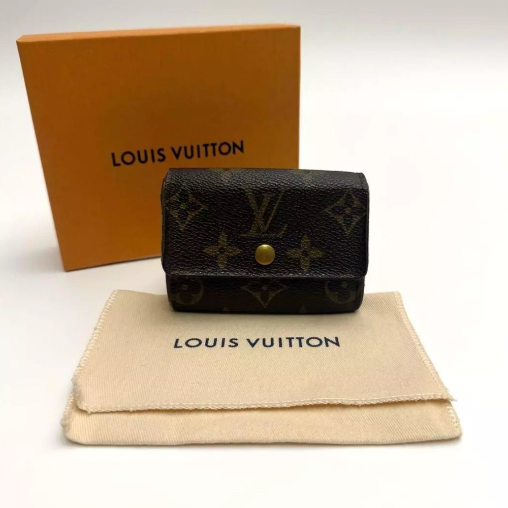 Authentic Louis Vuitton Monogram Porte Monnaie Plat Coin Purse M61930 LV